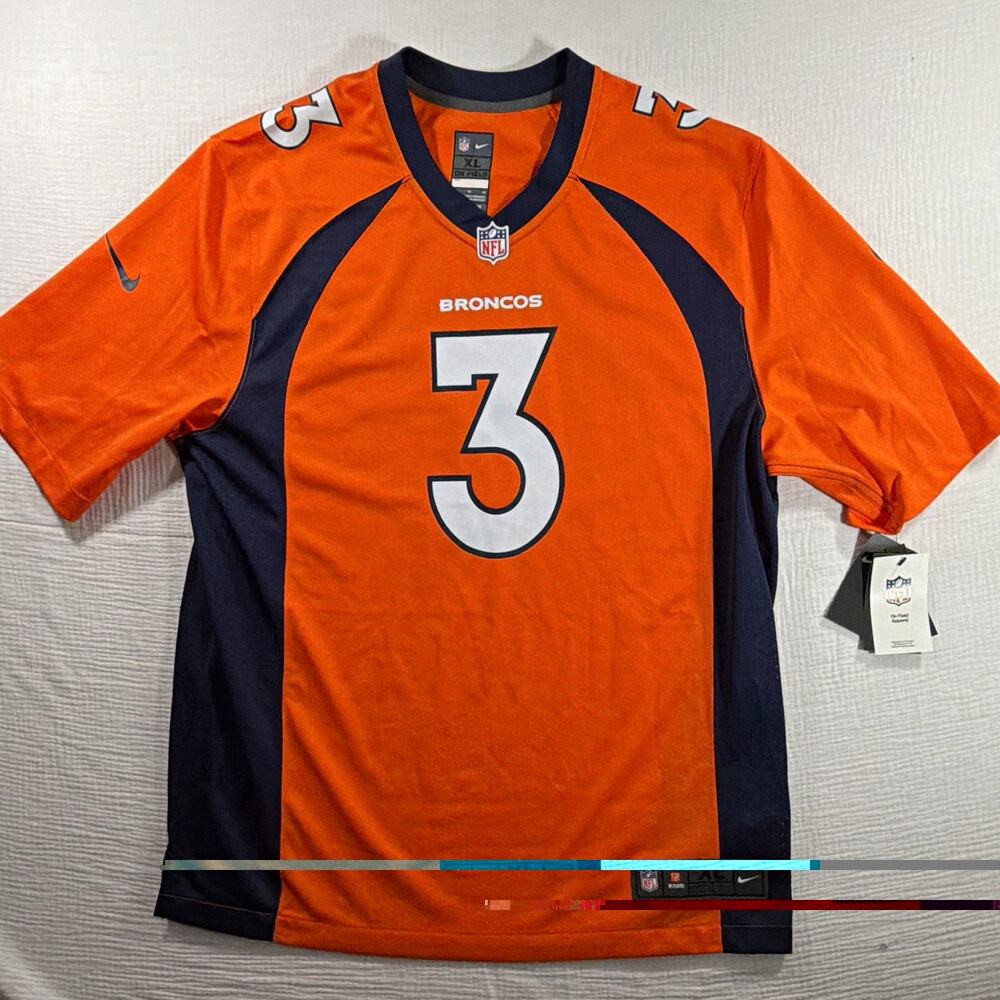 Nike Denver Broncos Russell Wilson #3 Jersey Men's XL Orange/Navy NFL